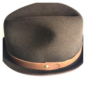 Rag and Bone Leather-trimmed wool Fedora
